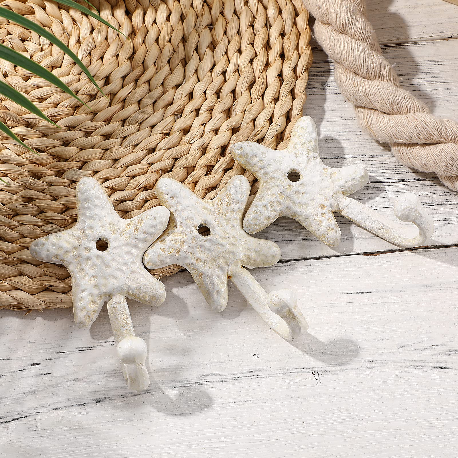 3-Pack Star Shaped Iron Towel Hooks - Heavy Duty Wall Mounted Bathroom Towel Holder for Kitchen, Bedroom, Hotel & Pool - Rustic Retro Coat Hook for Hand Towels & Robes (Perfect for Spa, Gym & Beach House Decor)
