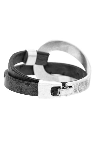 Hammered Double Wrap Leather Loop Bracelet for Women - Handmade Adjustable Boho Bracelet for Everyday Wear & Gift Giving