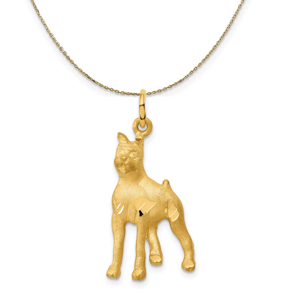 The Black Bow 14k Yellow Gold 2D Satin and Diamond Cut Boxer Necklace - Perfect for Gifts, Anniversaries, and Special Occasions