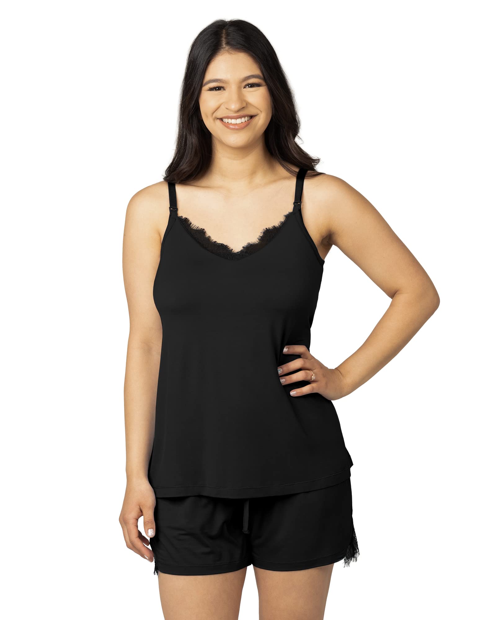 Kindred Bravely Camille Lace Maternity & Nursing Pajama Set - Soft Breastfeeding Sleepwear for Pregnant Women, Cami & Shorts Lounge Outfit for Comfortable Maternity Wear (Perfect for Nighttime Nursing & Relaxing at Home)
