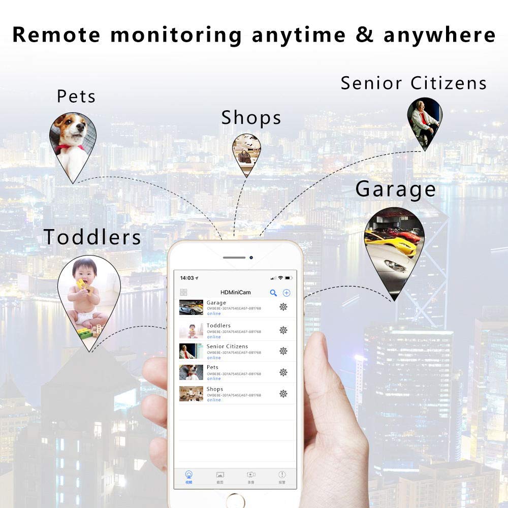 Mini WiFi Security Camera - Indoor/Outdoor Wireless Home Surveillance, Pet & Baby Monitor, No WiFi Needed for Recording | Perfect for Home, Office, Nursery & Pet Areas