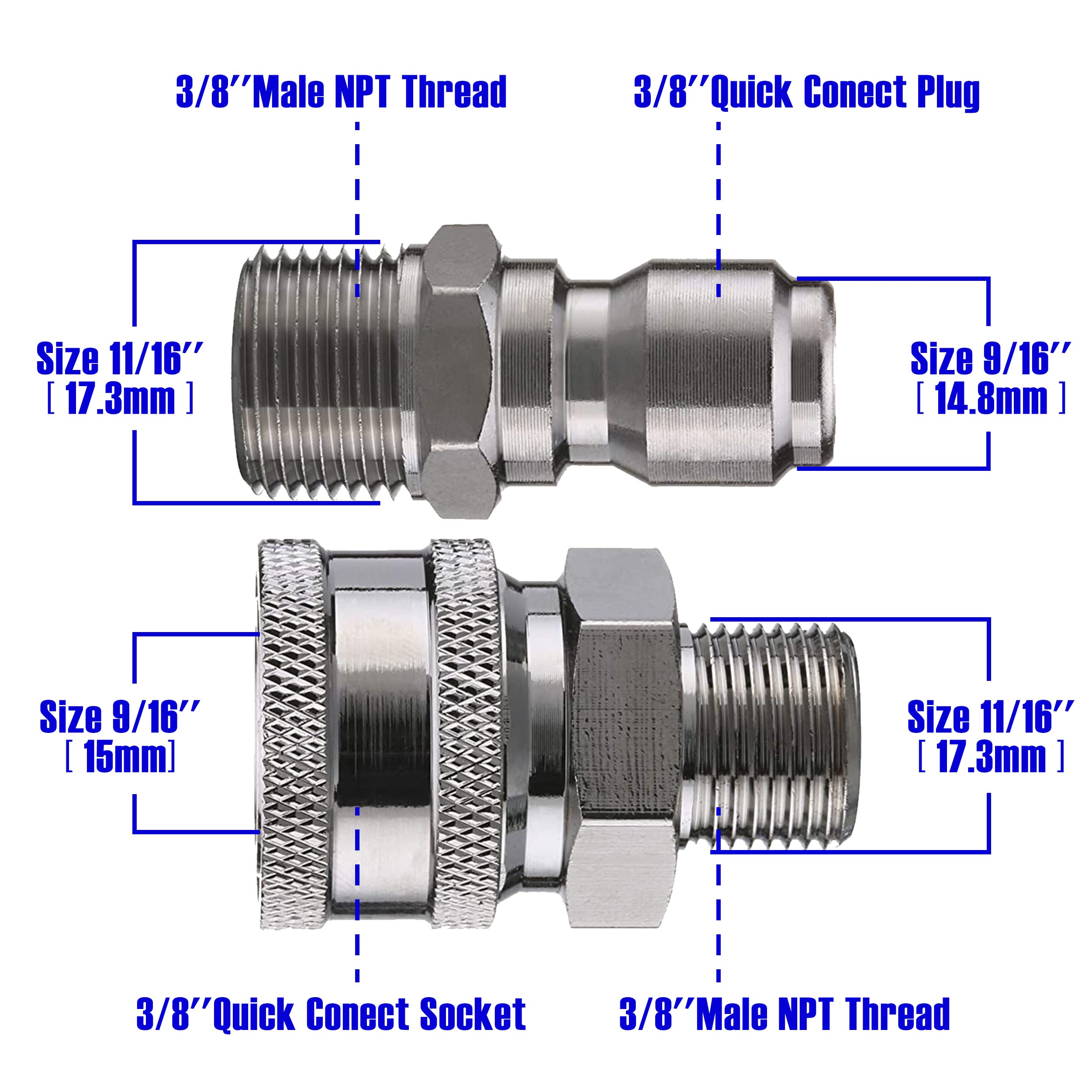3/8 Inch Quick Connect Pressure Washer Ball Valve Kit - Heavy Duty Brass Fittings for Power Washer Accessories, Garden Hose & Water Sprayer Connections (Ideal for Car Washing, Deck Cleaning & Outdoor Equipment Maintenance)