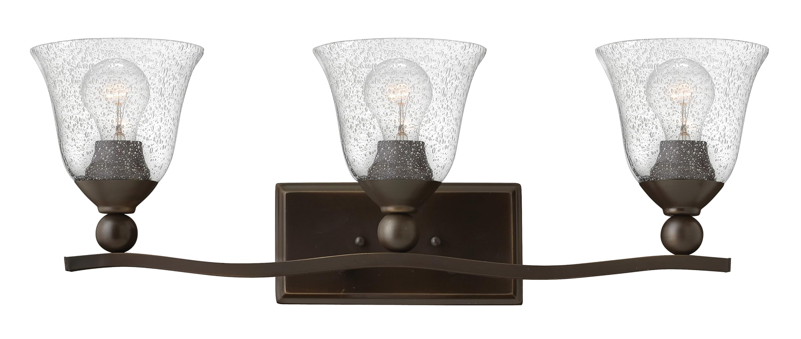 Hinkley Bolla Collection Transitional 3-Light Bathroom Vanity Light Fixture in Olde Bronze with Clear Seedy Glass - Perfect for Modern Bathrooms, Powder Rooms & Spa-Style Decor