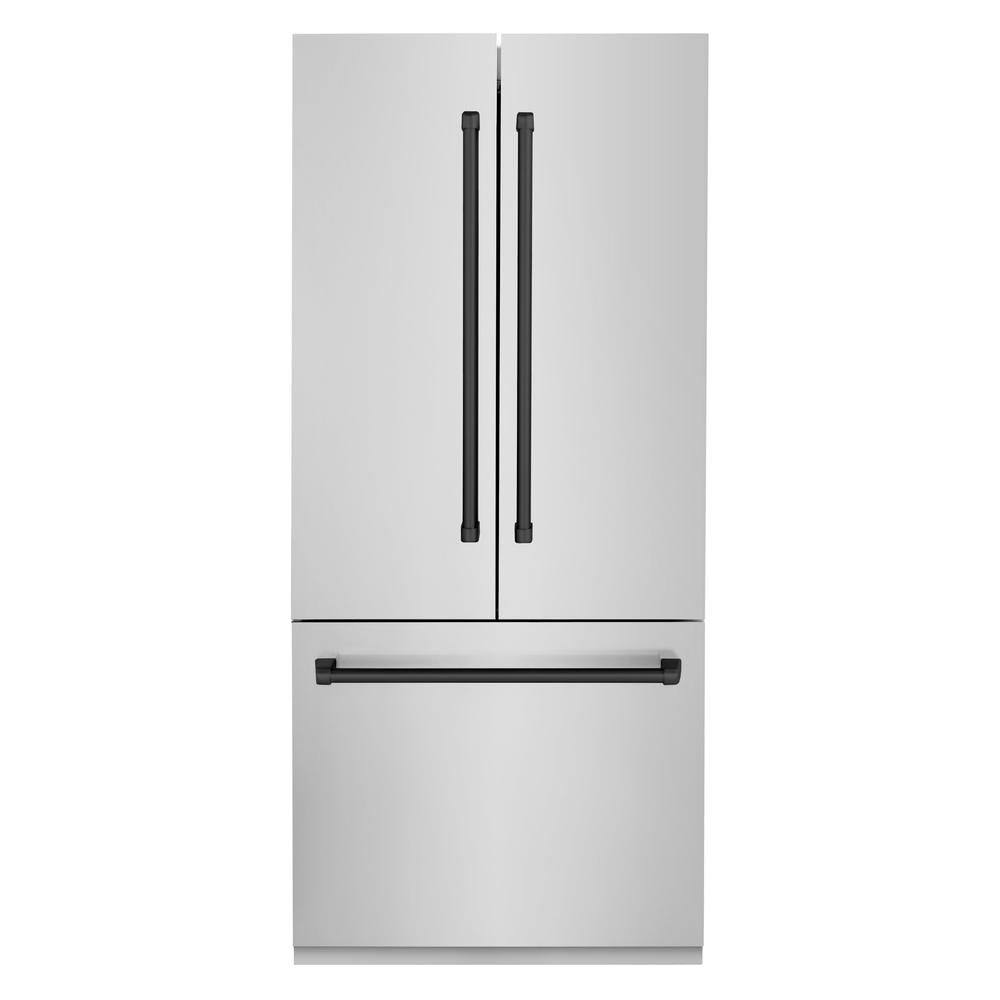 ZLINE Autograph Edition 36 Inch French Door Built-In Refrigerator - 19.6 cu ft Bottom Freezer with Water Dispenser & Ice Maker - Stainless Steel with Matte Black Accents (RBIVZ 304 36 MB) - Perfect for Modern Kitchens, Open Concept Homes & Luxury Appliances Collection