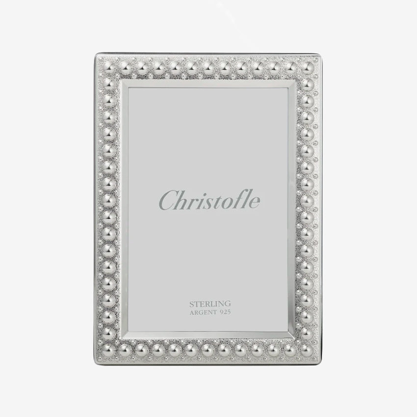 Christofle Perles Sterling Silver Picture Frame - Elegant Photo Display for Home & Office Décor | Perfect for Weddings, Anniversaries & Gifts