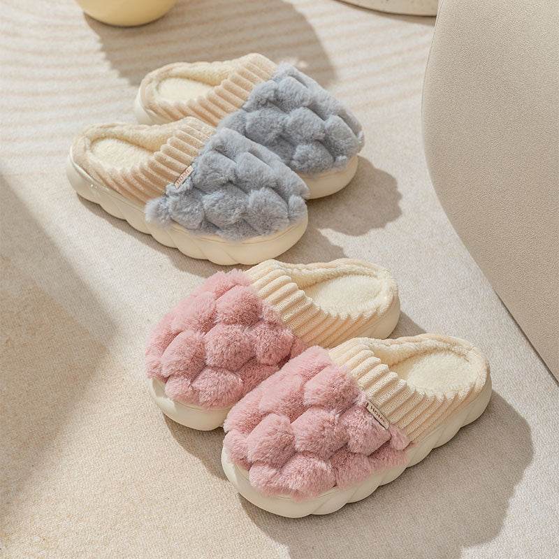 Honeycomb Fluffy Plush Slippers for Women & Men - Ultra Soft Warm Indoor House Slippers with Non-Slip Sole - Perfect for Winter, Home, Office & Lounge Wear