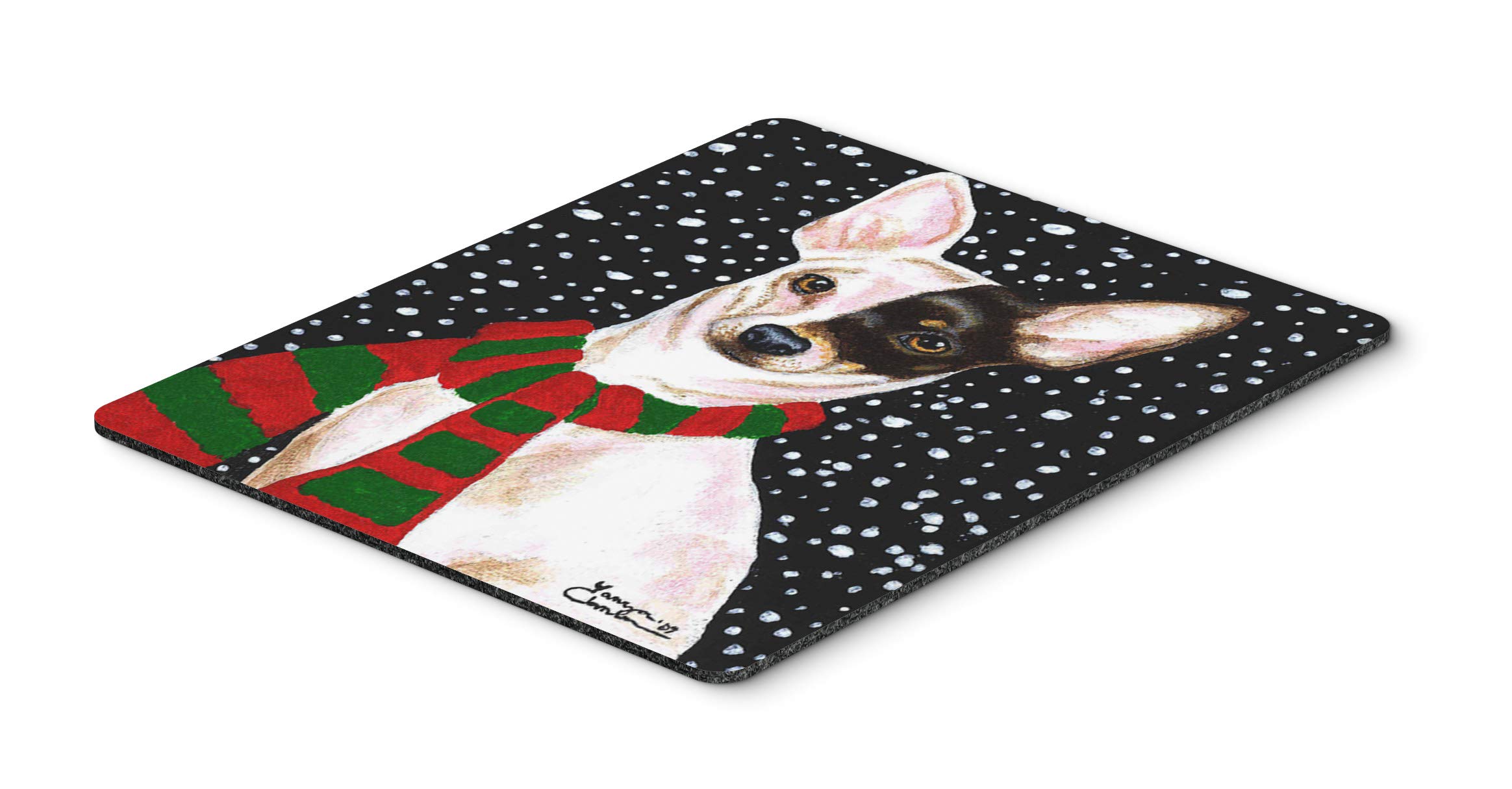 Snowy Chihuahua Mouse Pad & Trivet - Large Washable Non-Slip Desk Mat for Home Office, Gaming, Computer & Laptop Use | Cute Dog-Themed Workspace Accessory | Perfect for Work, Study & Decor