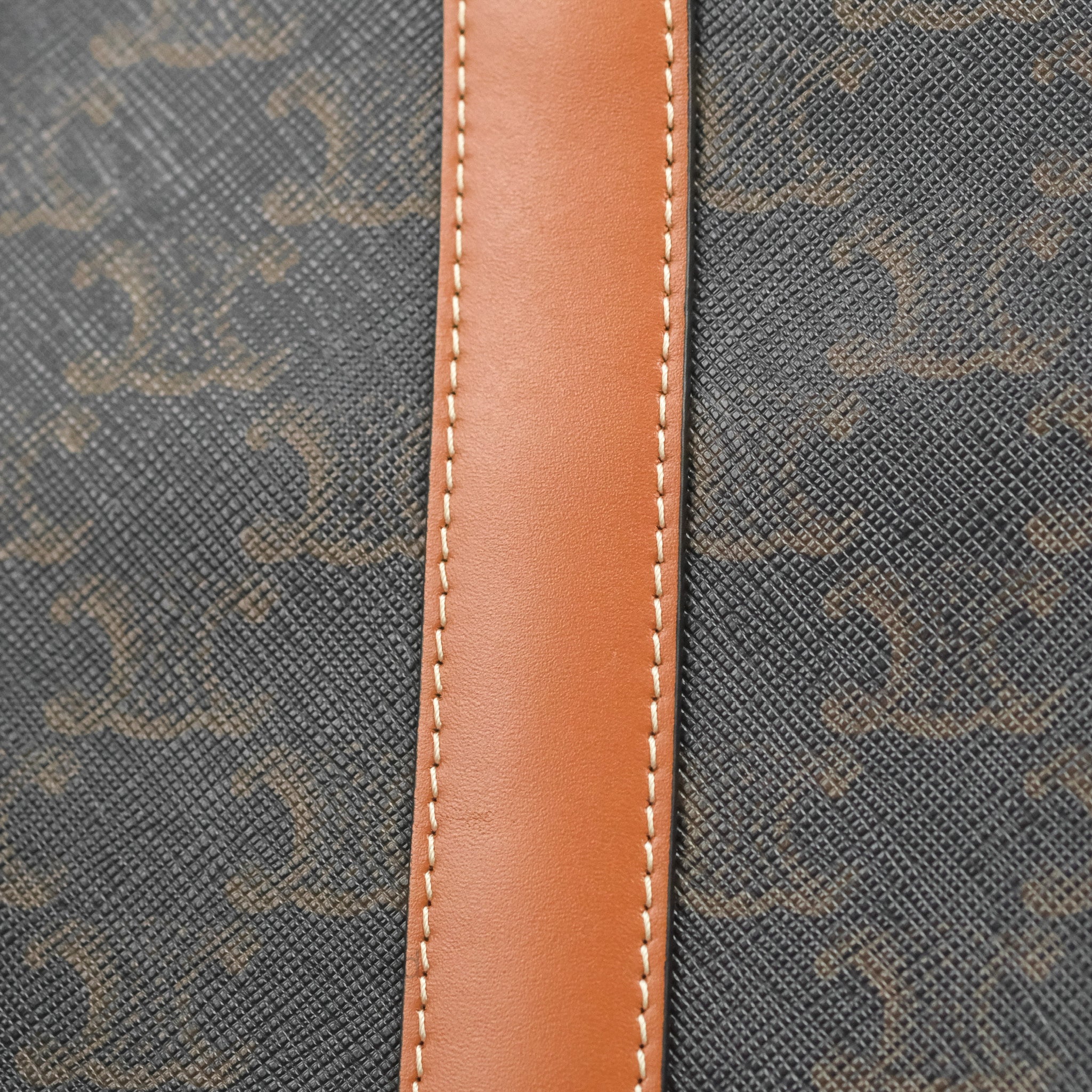 Celine Small Bucket Bag in Triomphe Canvas & Tan Calfskin Leather - Perfect for Everyday Use, Work & Travel Accessories