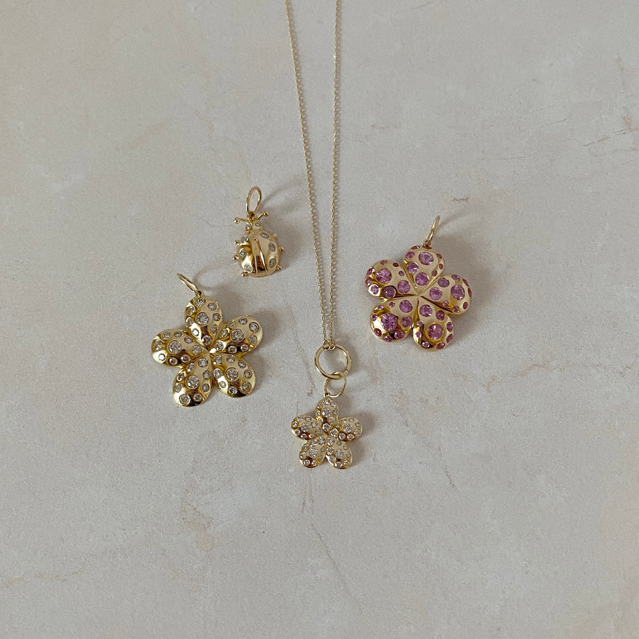 2.75ctw Natural Pink Sapphire Flower Pendant Necklace in 14K Yellow Gold - Elegant Jewelry Gift for Women, Perfect for Valentine's Day & Anniversary