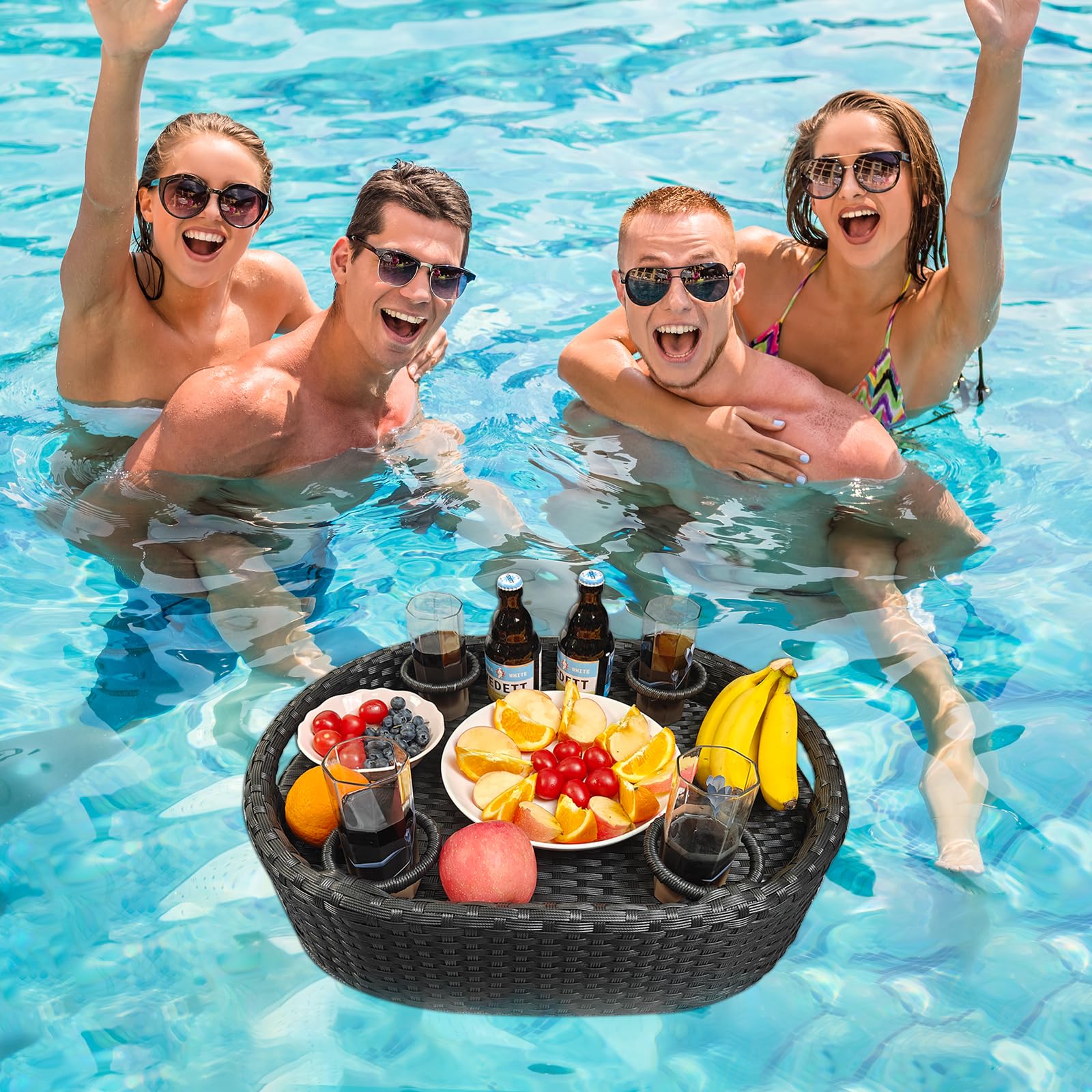 Premium Floating Pool Tray for Drinks & Snacks - Waterproof Oval Pool Table for Swimming Pool Activities - Essential Floating Food Tray for Summer Parties, Beach Days & Relaxing by the Pool (Small Size)