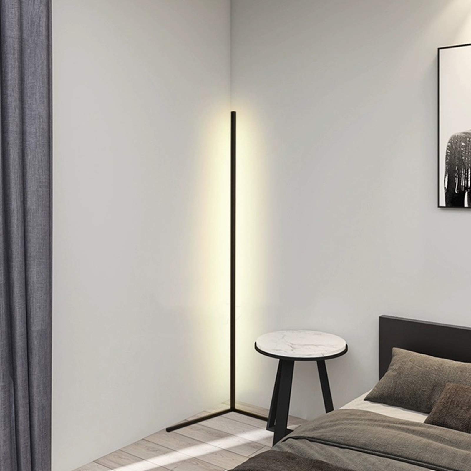 Modern RGB Color Changing Corner Floor Lamp - Minimalist Standing LED Light with Remote Control for Bedroom, Living Room, Office | Adjustable Brightness & 16 Colors | Perfect for Mood Lighting, Reading & Home Decor