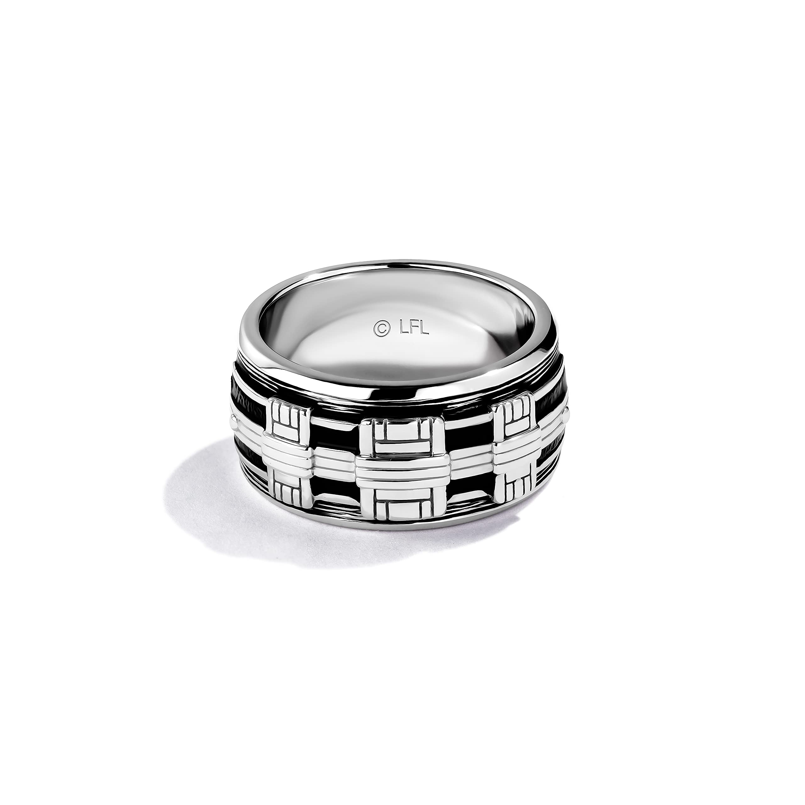 Jewelili Star Wars™ Men's The Wookie Ring - Silver & Black Rhodium Band | Official Star Wars Jewelry Gift for Men | Premium Gift Box Included | Perfect for Cosplay, Collectors & Sci-Fi Fans