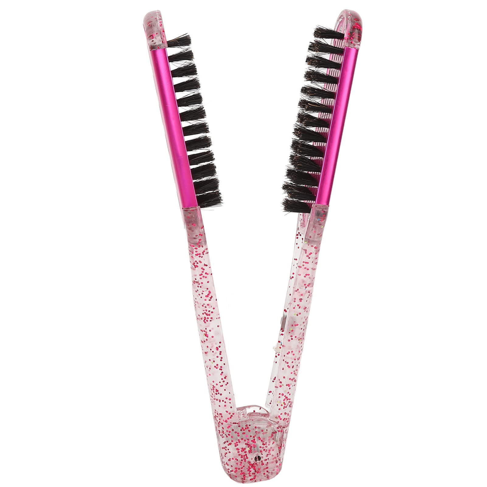 Professional Hair Straightening Comb for Women - Dual-Sided Soft Bristle Flat Iron Brush with Hollow Design, Heat Resistant Styling Tool (Rose Red) - Perfect for Home Salon & DIY Hair Styling