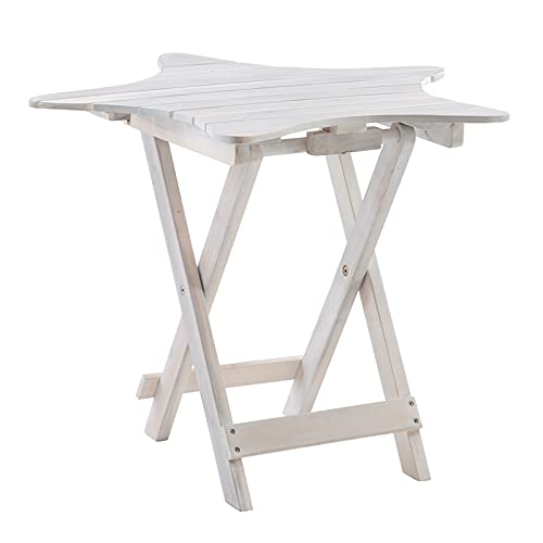 Powell Furniture Linon Westover Whitewash Wood Outdoor Folding Table - Perfect for Patio, Garden, Picnic, and Camping Use