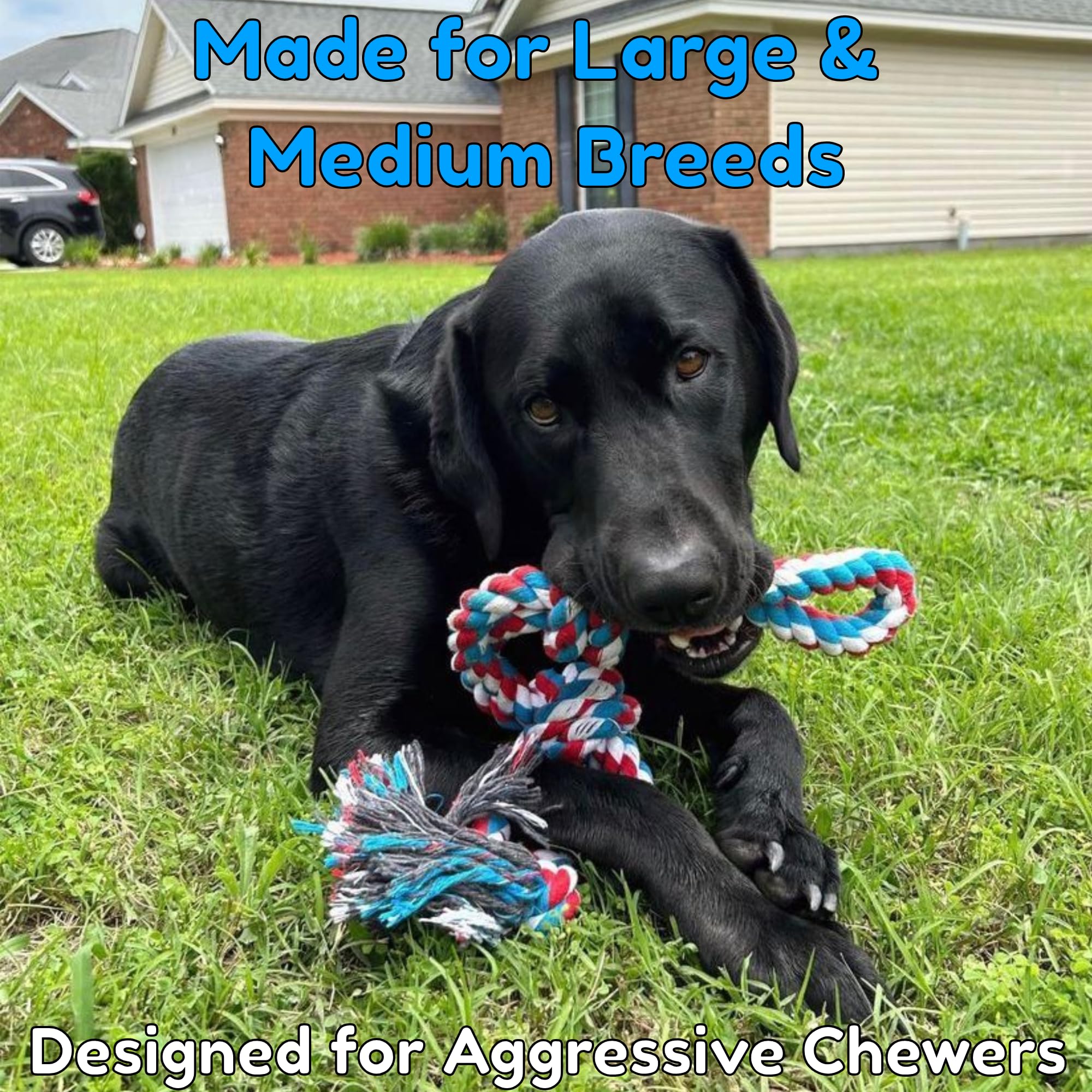XL Nearly Indestructible Dog Rope Toy for Aggressive Chewers - Tough Tug of War Dog Toy for Large Dogs - Supports Non-Profit Dog Rescue - Perfect for Outdoor Play and Indoor Training, Red