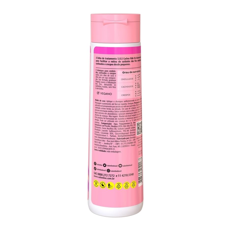 SOS Curls Kids Moisturizing Shampoo & Conditioner Set (2 x 10.14 Fl Oz) - Hydrating Hair Care for Curly Children - Perfect for Daily Bath Time & Gentle Cleansing