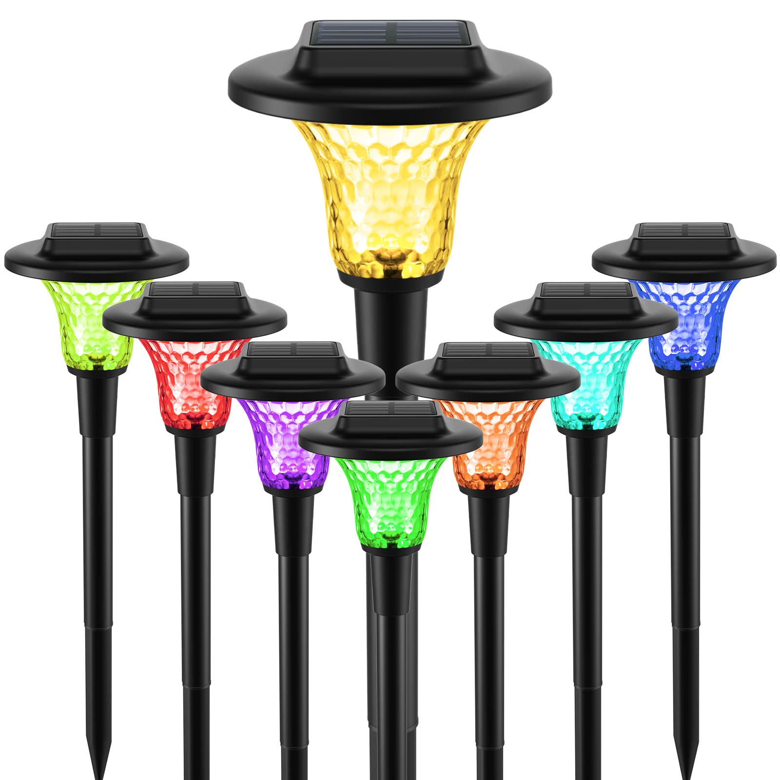 UMICKOO Solar Garden Lights - Color Changing, Waterproof for Lawn & Pathway (Set of 6) - Perfect for Outdoor Decoration