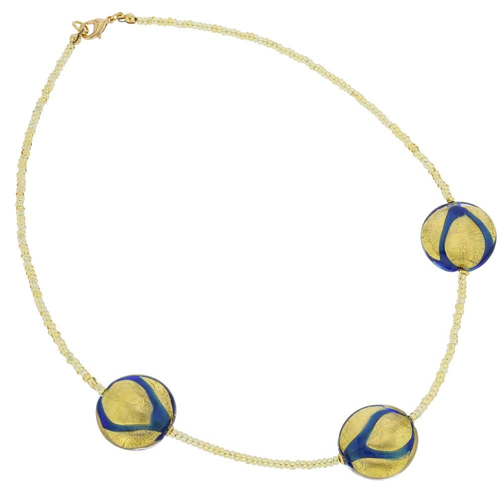 Venetian Murano Glass Royal Blue Circles Necklace - Handmade Italian Jewelry for Women, Elegant Gift for Special Occasions & Evening Events