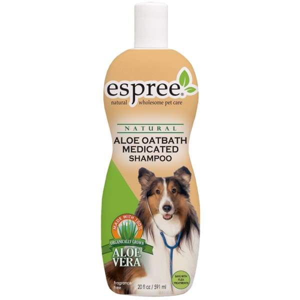 Espree Aloe Oatbath Medicated Dog Shampoo 20oz - Soothing Itch Relief for Dry Skin & Allergies - Perfect for Bathing Pets with Sensitive Skin