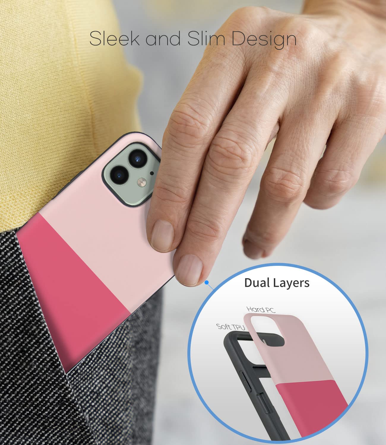 Qoosan Slim iPhone 12 Mini Case with Card Holder & Mirror - Protective Wallet Phone Cover for iPhone 12 Mini 5.4 Inch (Pink) - Perfect for Everyday Use, Travel & Hands-Free Convenience