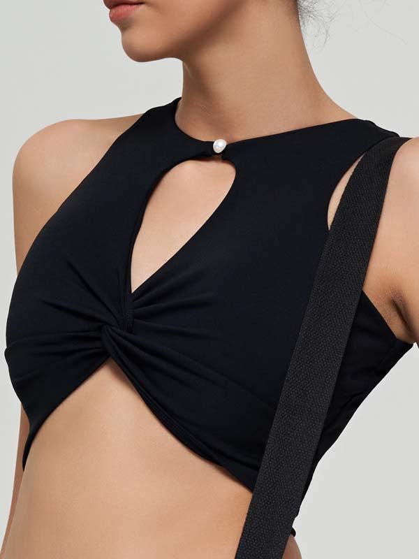 ZASUWA Women's Twist Hollow Out Solid Color Tank Top - Stylish Summer Casual Wear for Beach, Party & Everyday Outfits
