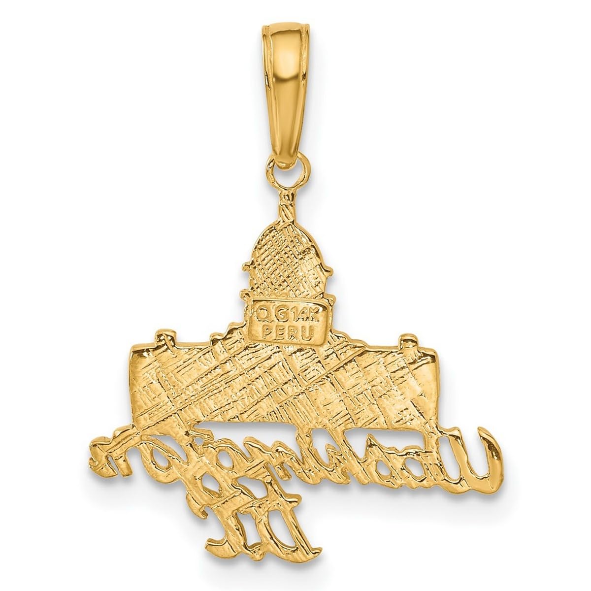 14K Solid Yellow Gold Washington D.C. Capitol Building Pendant Necklace for Women - 24.4x20.1mm Polished Charm, Perfect for Gifts, Anniversaries & Political Enthusiasts