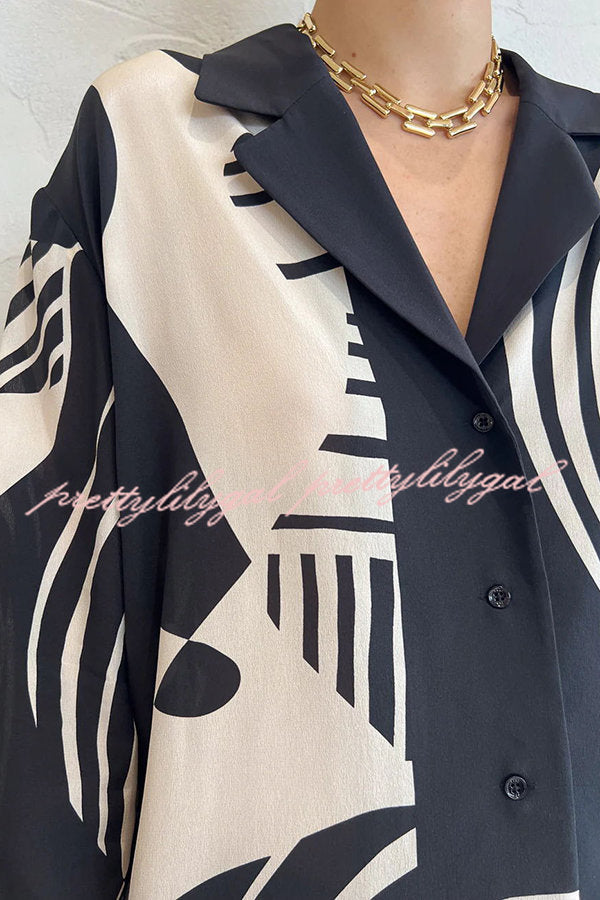 Stylish Weekend Escape Print Contrast Trim Blouse - Trendy Women's Top for Casual Outings & Date Nights