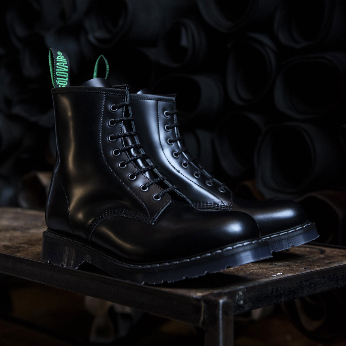 Black Hi-Shine 8-Eye Derby Boots for Men - Premium Leather Combat & Work Boots - Perfect for Motorcycle Riding, Workwear & Fashion Outfits