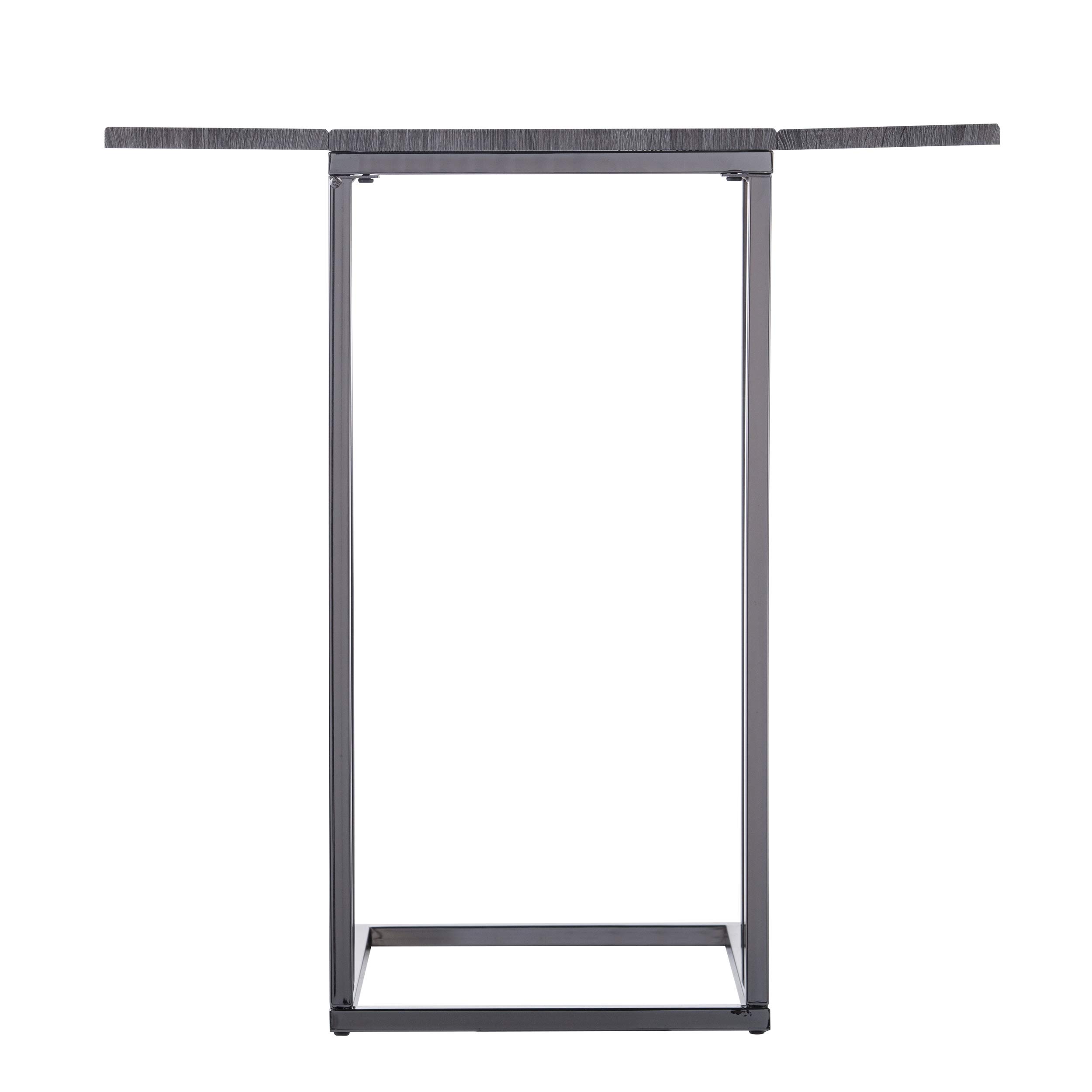 SEI Furniture Clarkdom End Table - Graywash & High Gloss Black Finish - Modern Nightstand for Living Room, Bedroom, or Office
