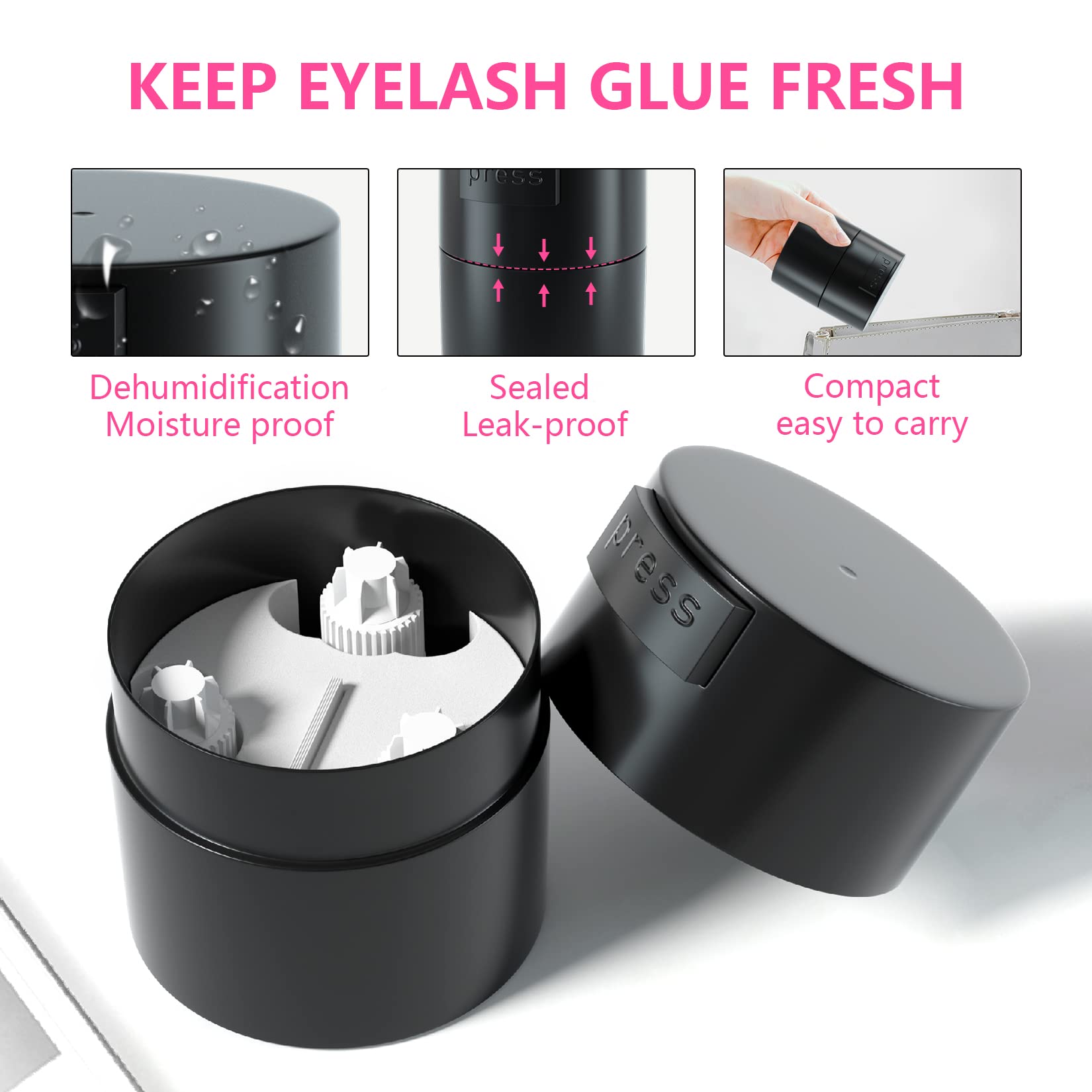 Buqikma Professional Eyelash Extension Glue Jar with Sealed Bottom - Black Adhesive Storage Stand for Lash Artists | Salon & Home Use for Secure Glue Activation