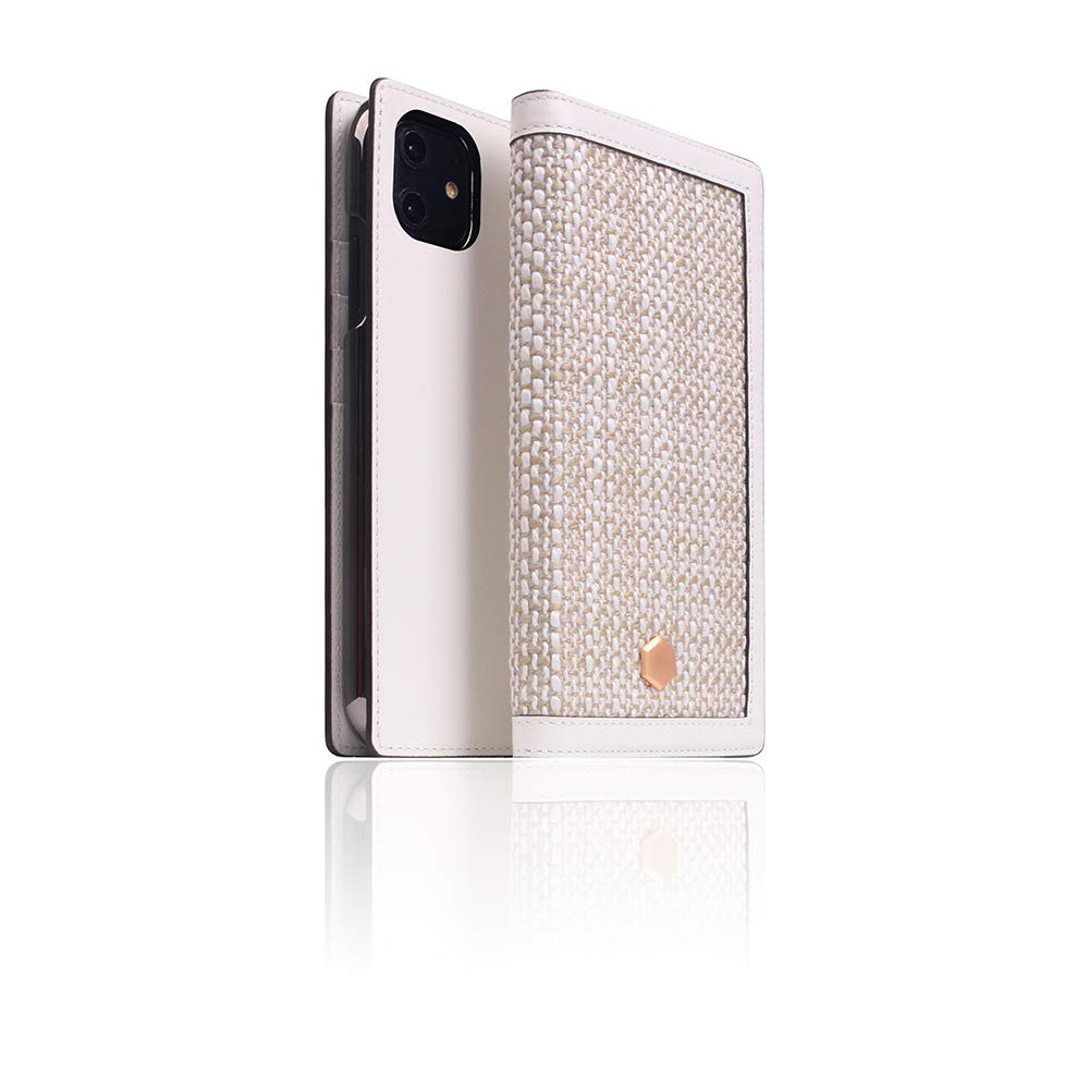 Premium SLG iPhone 11 Leather Wallet Case - D5 Edition Genuine Calfskin Flip Cover with Card Slots | Handmade Protective Case for Apple iPhone 11 (White) | Perfect for Business Professionals & Daily Commuters