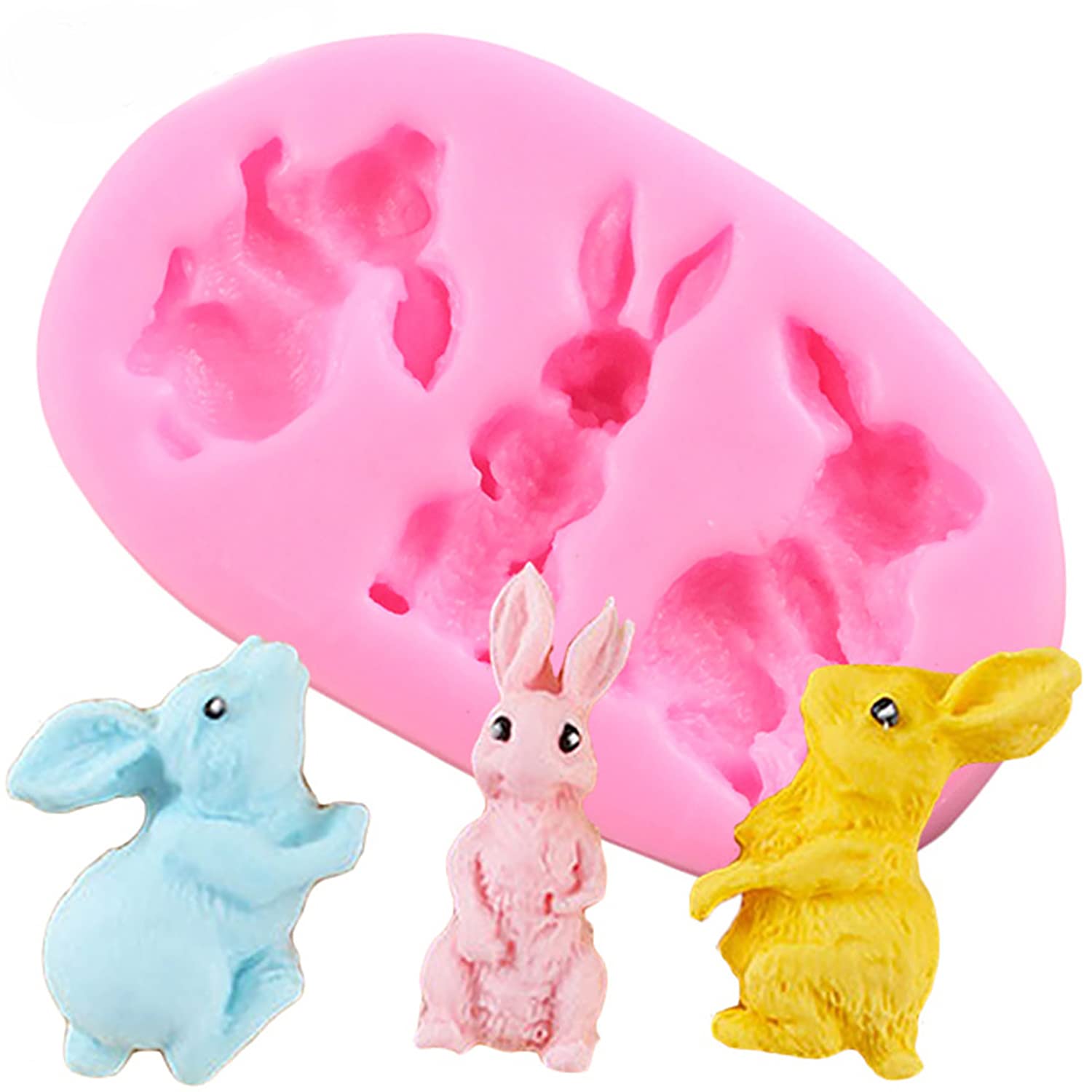 3D Silicone Rabbit Bunny Animal Mold - DIY Fondant, Chocolate, Candy, Soap, Resin Crafts - Perfect for Cupcake Toppers, Lollipops, Ice Cubes & Cake Decorations - Great for Baking, Party Treats & DIY Gift Making