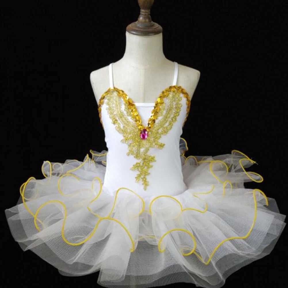 White Ballet Tutu Skirt for Girls - Princess Swan Dance Dress with Gauze Layers - Perfect for Ballet Performances, Recitals, and Dance Competitions