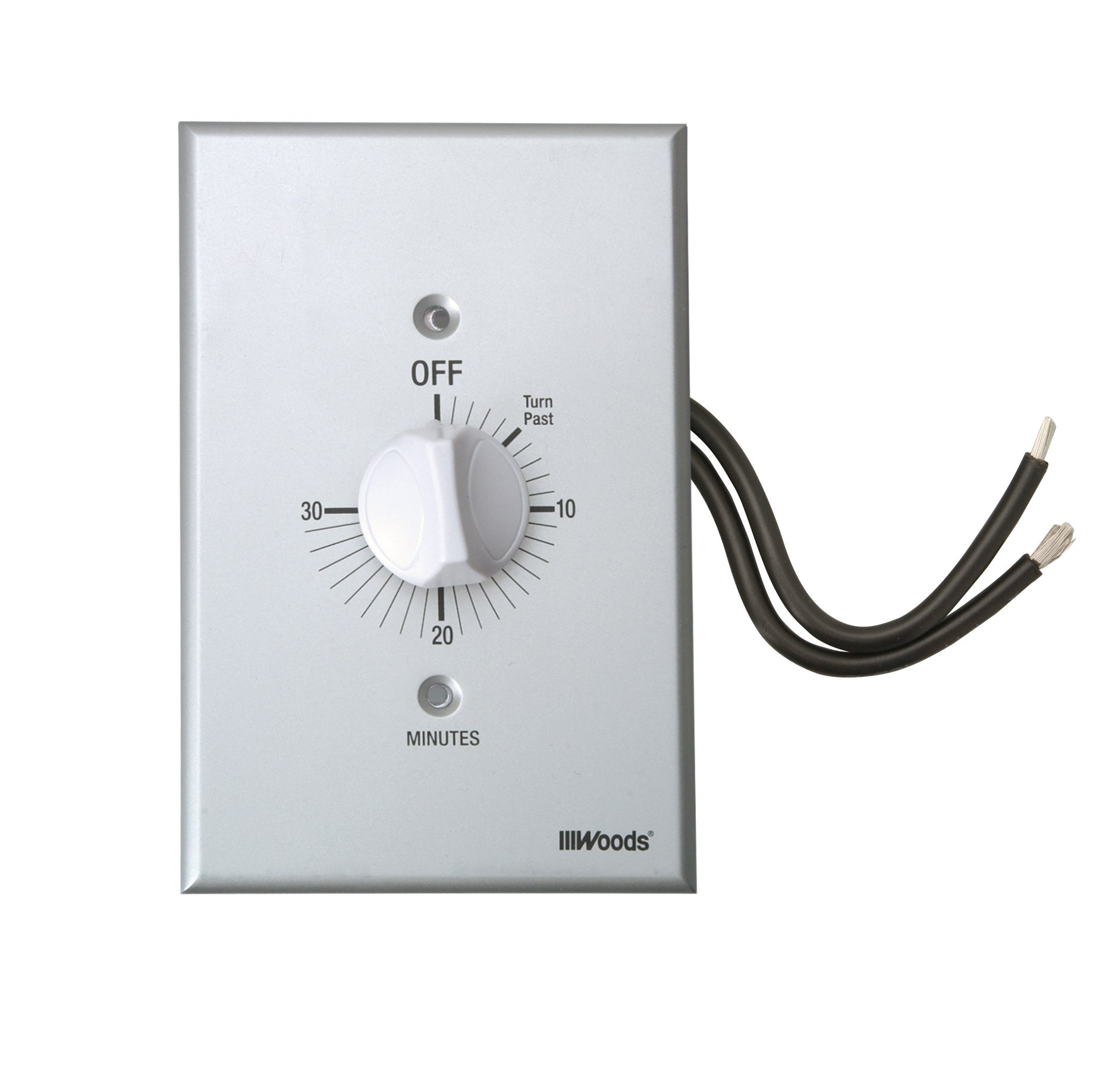 Woods 59716 30-Minute Spring Wound In-Wall Timer - Gray | Automatic Light Switch for Bathroom, Laundry Room & Home Automation