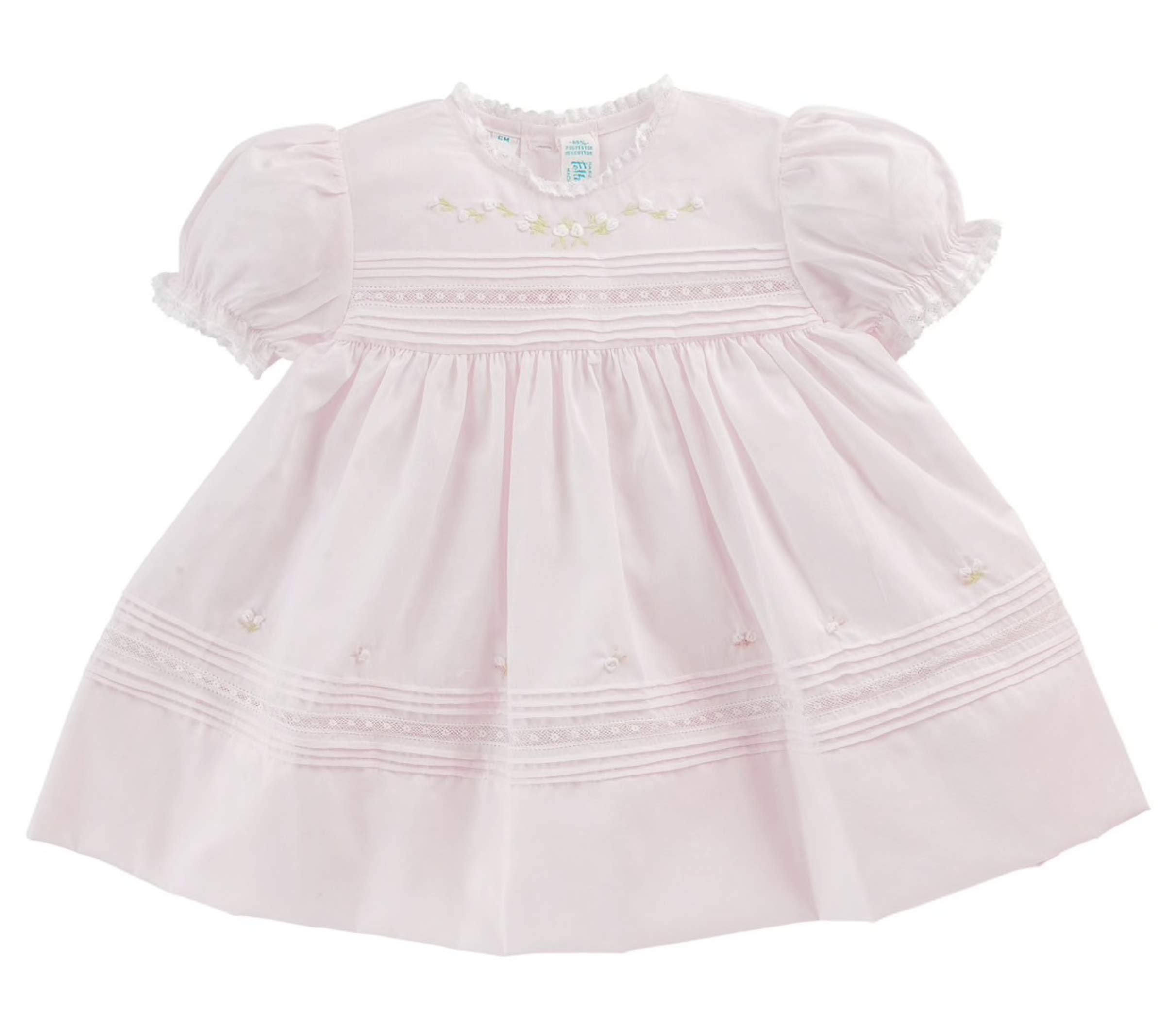 Vintage Pink Lace Trim Baby Girl Dress for 3M 6M 9M - Cute Outfit for Photos, Parties & Special Occasions