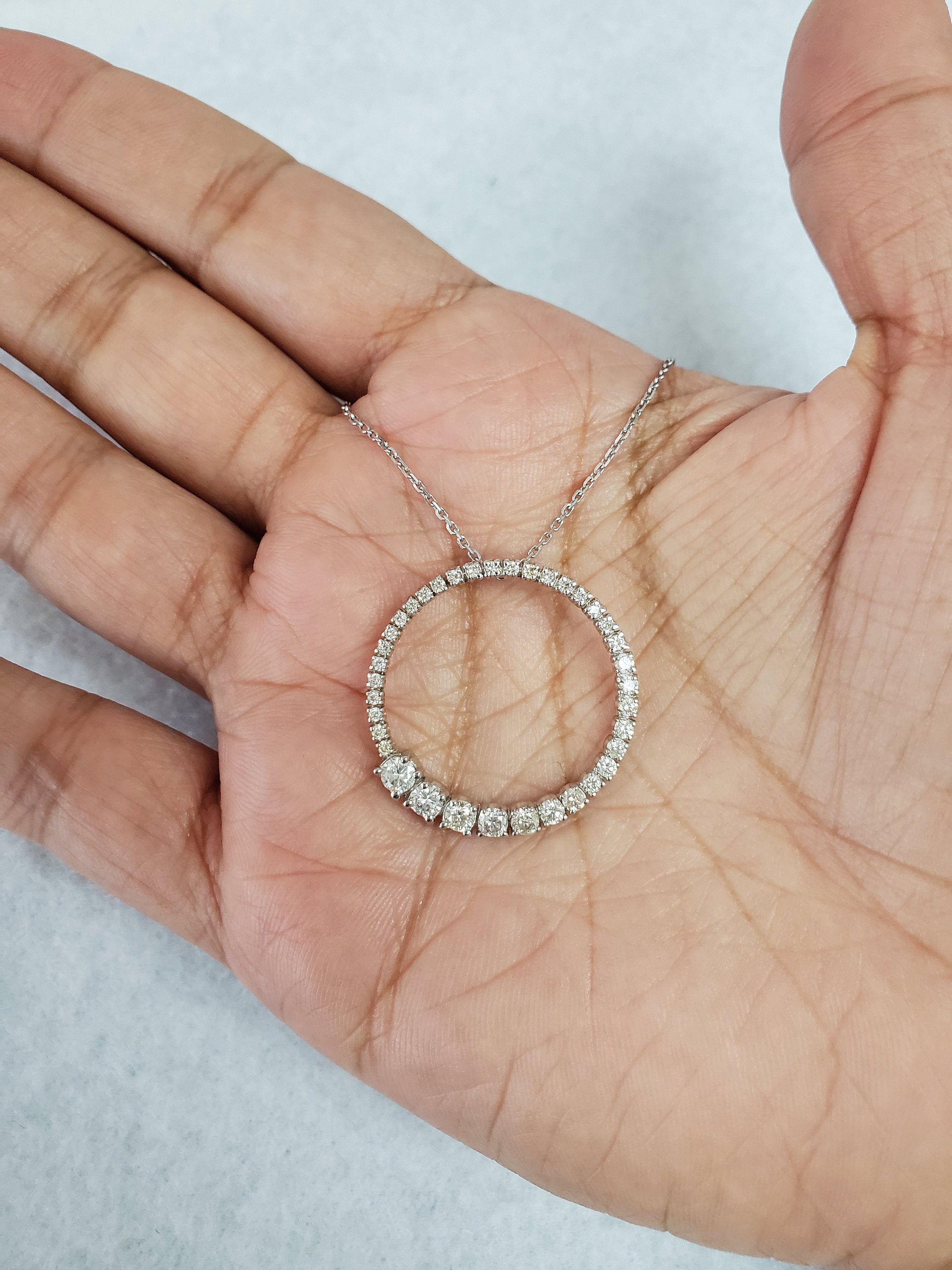 Journey Circle of Life Diamond Necklace - 1.20cttw 14K White Gold Pendant - Perfect for Anniversaries, Weddings & Special Occasions