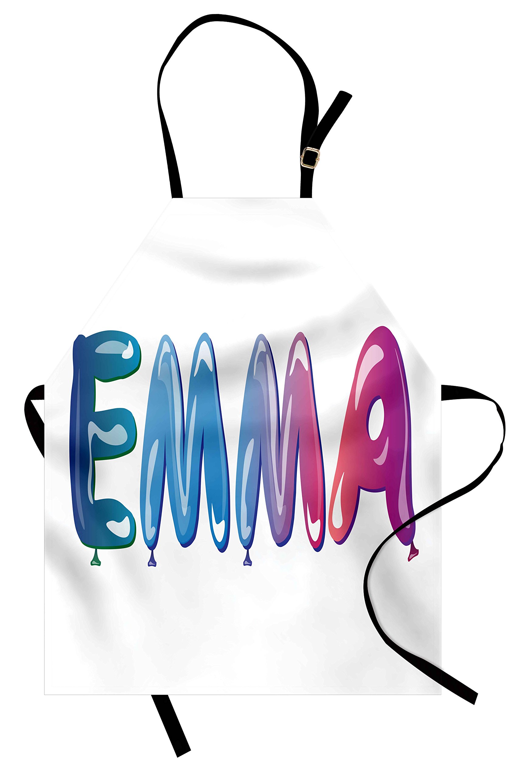 Ambesonne Emma Apron - Adjustable Unisex Kitchen Bib with Feminine Balloon Design for Cooking, Baking & Gardening - Perfect for Home Chefs, BBQ Parties & Holiday Gifts (Multicolor)