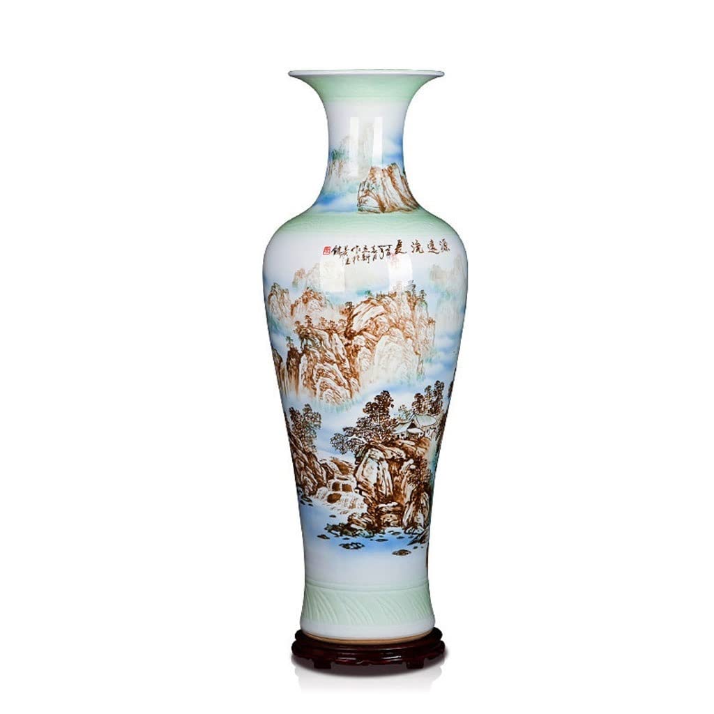 WRLRUILIAN Decorative Ceramic Floor Vase - Yellow Home Decor Flower Vase for Living Room, Wedding, Christmas Gift | Perfect for Centerpieces, Housewarming & Interior Design