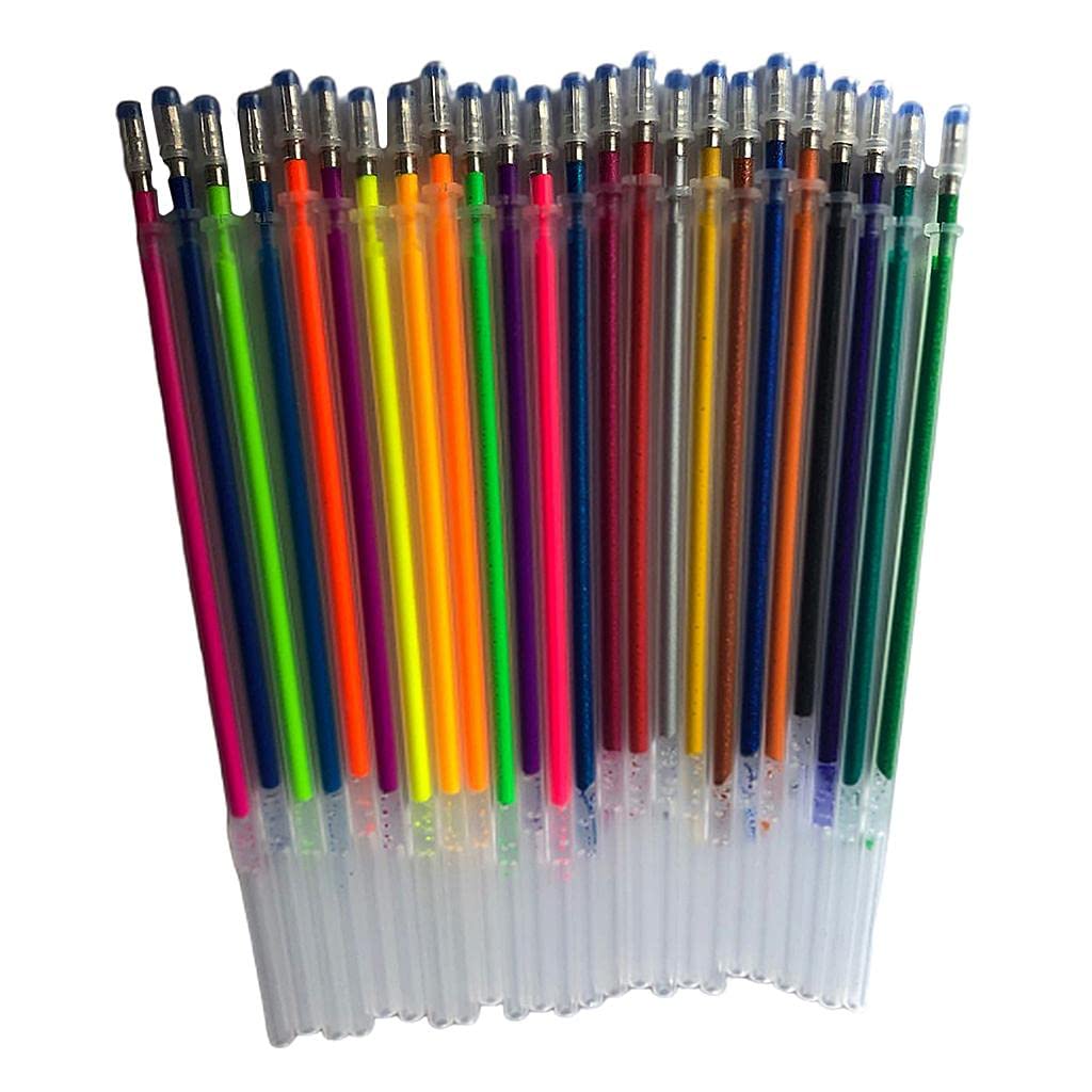 24 Colors Glitter Gel Pen Ink Refills - Replaceable Cartridges for Glitter Gel Pens Set, Perfect for Journaling, Scrapbooking, DIY Crafts & School Projects