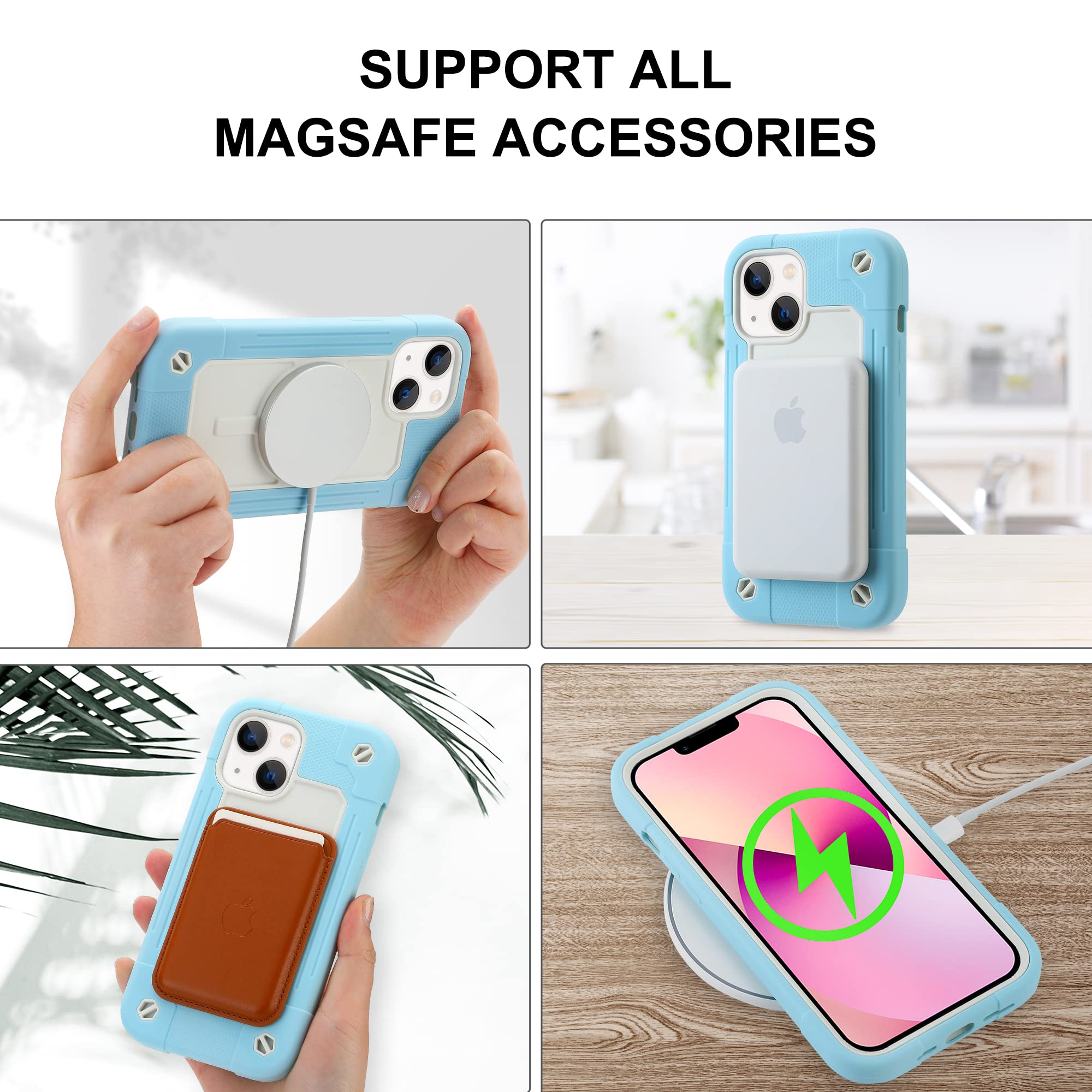 Magnetic Phone Case for iPhone 14 & iPhone 13 (6.1 Inch) - Military Grade Shockproof Protective Cover with MagSafe Compatibility | Perfect for Outdoor Adventures, Work & Daily Protection