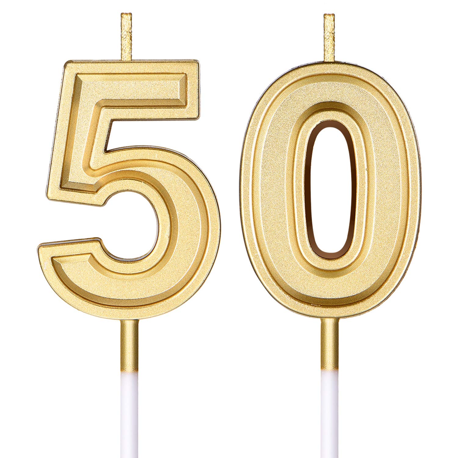 50th Birthday Cake Candles - Gold Number Candles for Birthday, Wedding & Anniversary Decorations - Perfect for Celebrations, Parties & Special Events