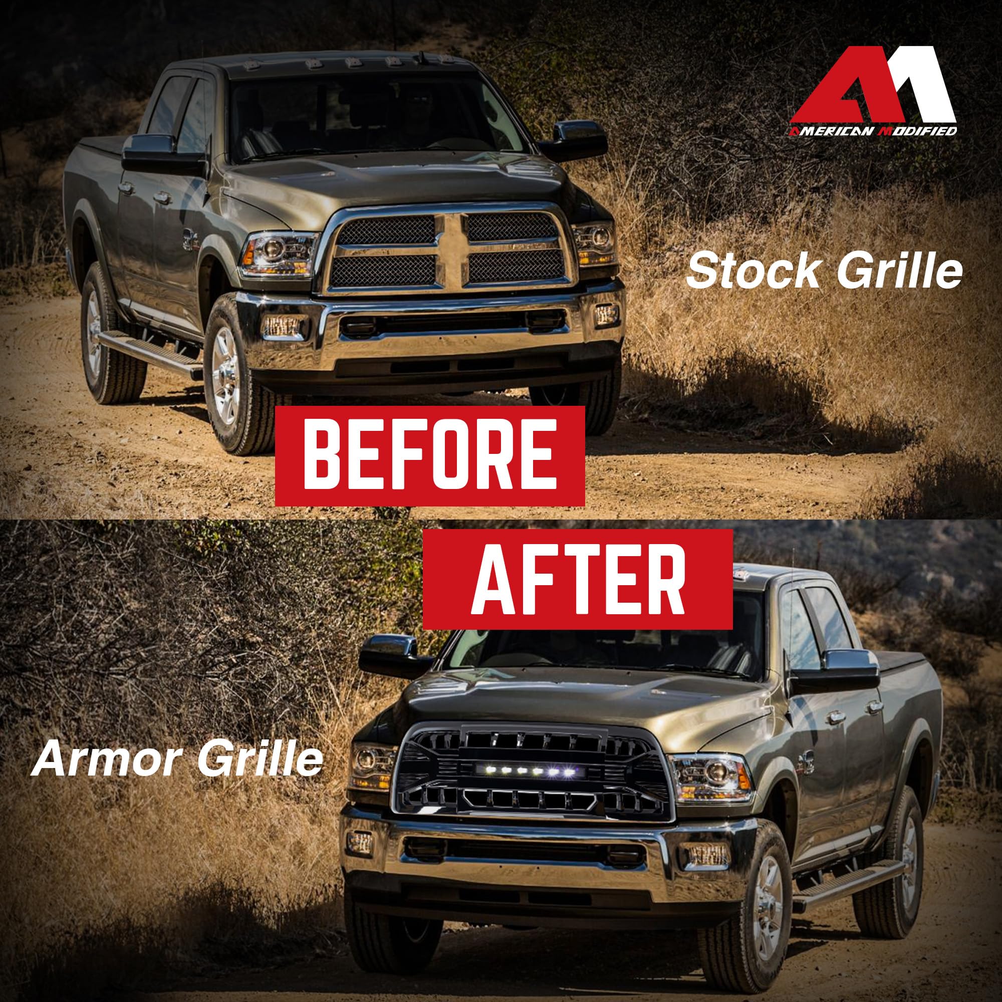 2013-2018 Dodge Ram 2500/3500 Off-Road Grille with LED Lights | Gloss Black Heavy Duty Truck Grill | Perfect for Off-Roading & Night Driving