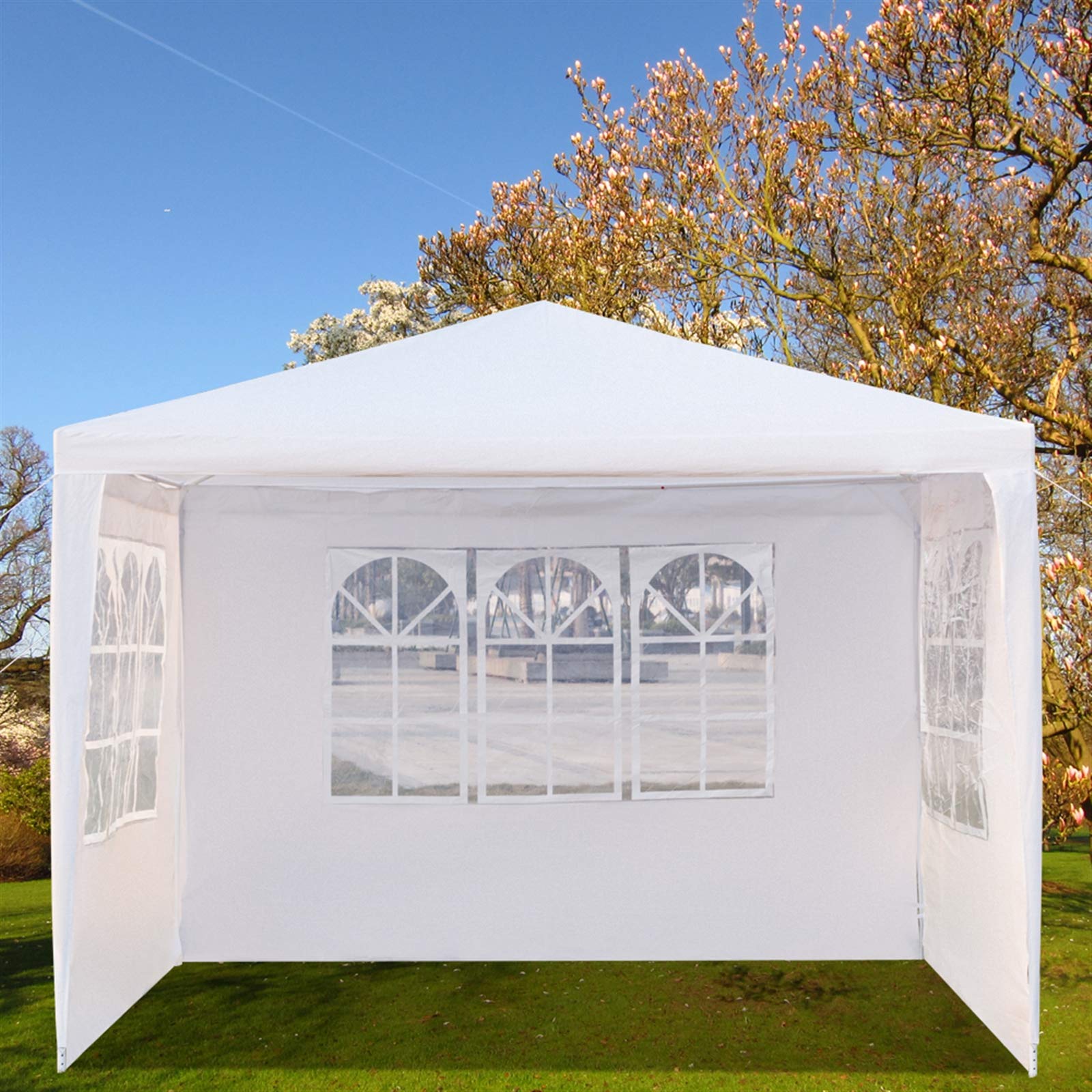 Outdoor Canopy Tent - Waterproof Pop Up Gazebo for Weddings, Parties & Events with Spiral Tubes (White, 33m, 3-Sided) - Perfect for Backyard Gatherings, Beach Picnics & Outdoor Celebrations