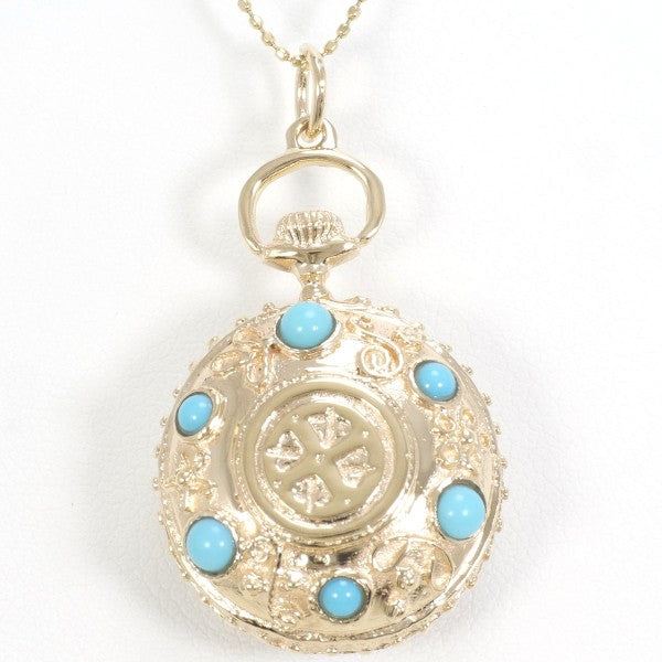 10K Yellow Gold Turquoise Necklace for Women - Handmade Dainty Pendant Jewelry Gift for Birthday, Anniversary & Valentine's Day | Boho Chic & Everyday Wear