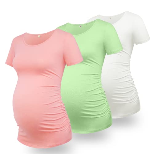 O-neck White+sage+pink