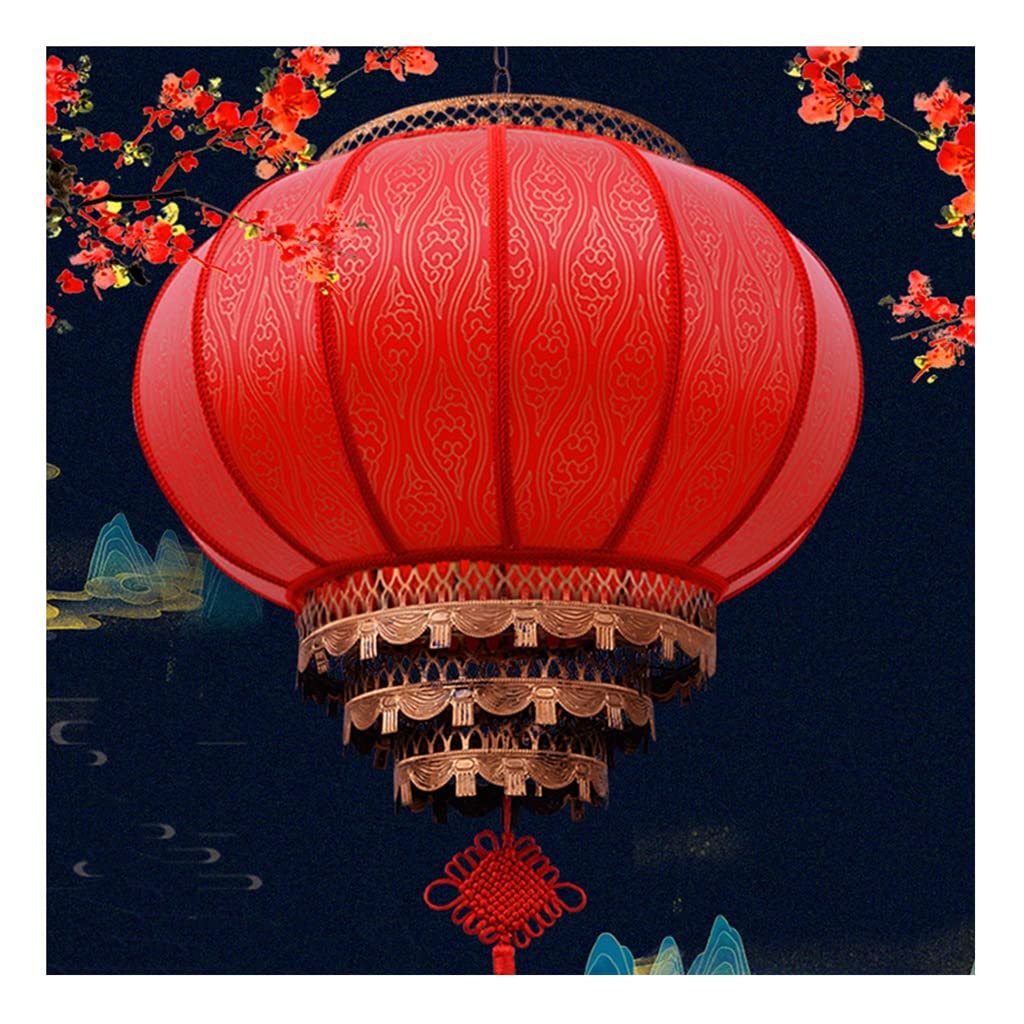 Chinese New Year Round Red Lantern - Traditional Xiangyun Pattern Hanging Decoration for Indoor & Outdoor (50cm Diameter) | Perfect for Spring Festival, Weddings, Parties & Home Decor