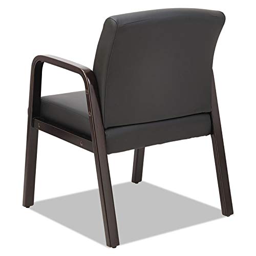 Alera RL4319E Reception Lounge Series Guest Chair - Espresso/Black Leather - Comfortable Office Waiting Room Chair for Reception Areas, Lobbies & Guest Seating