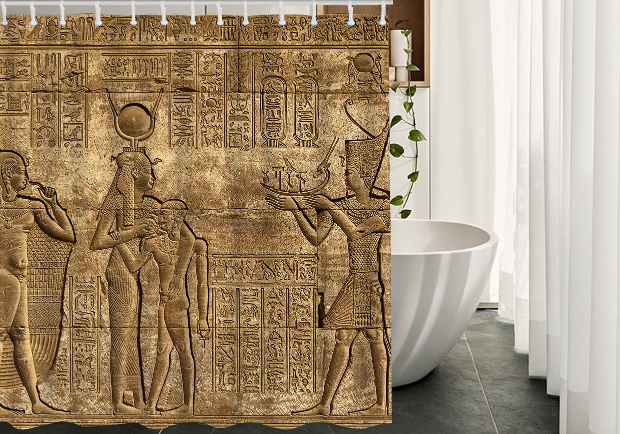 Ancient Egyptian Shower Curtain - Waterproof Temple Design for Bathroom Decor