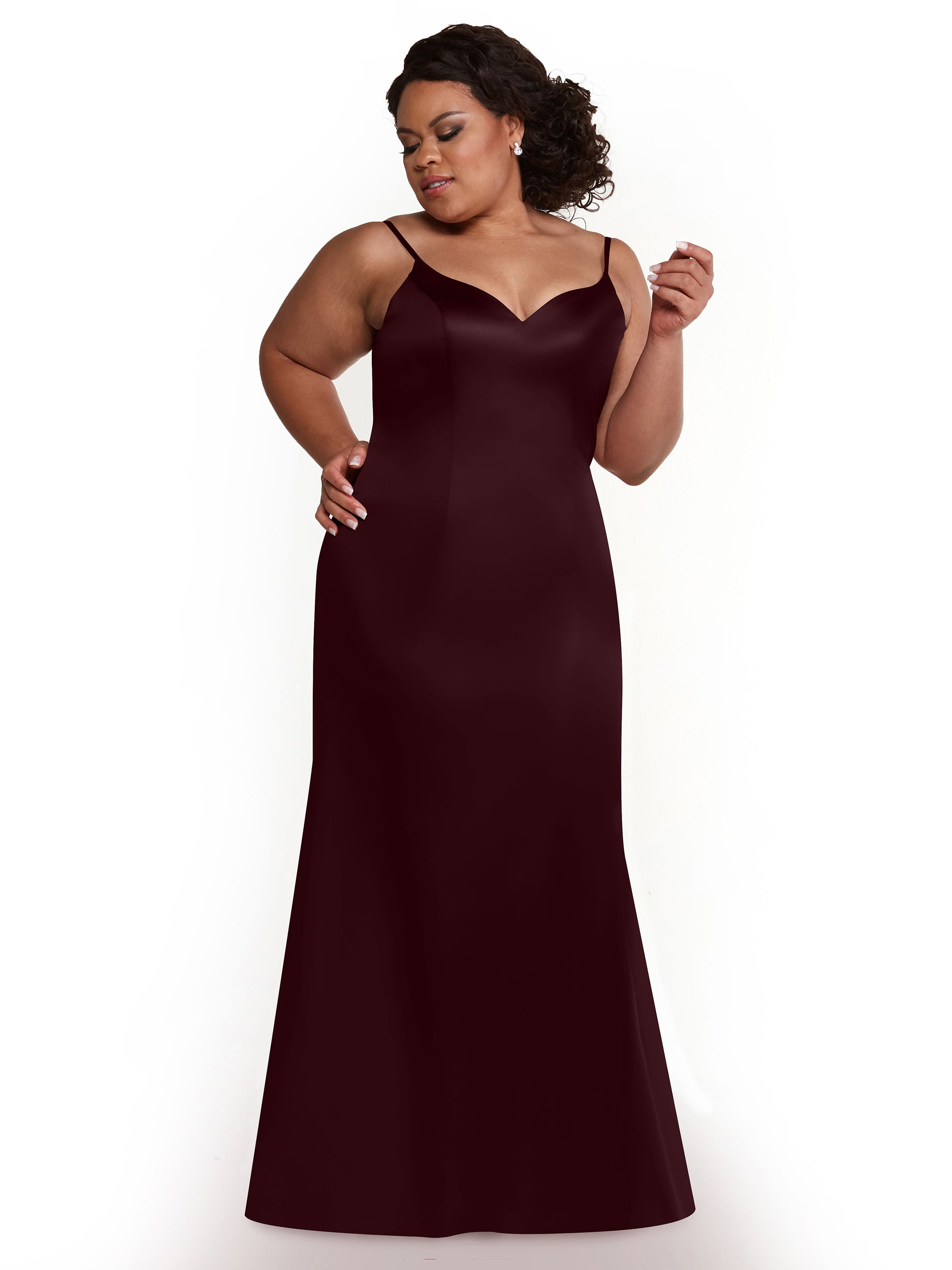 Elegant Fit and Flare Satin Bridesmaid Dress with Thigh High Slit - Perfect for Weddings, Prom, and Formal Events