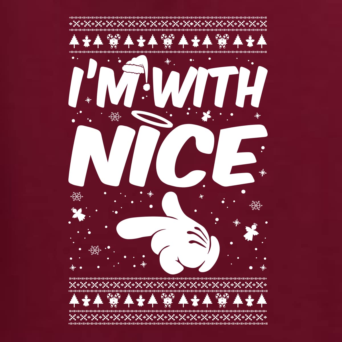 Wild Bobby 'I'm With Nice' Ugly Christmas Sweater - Unisex Crewneck Graphic Holiday Sweatshirt for Xmas Parties & Family Gatherings